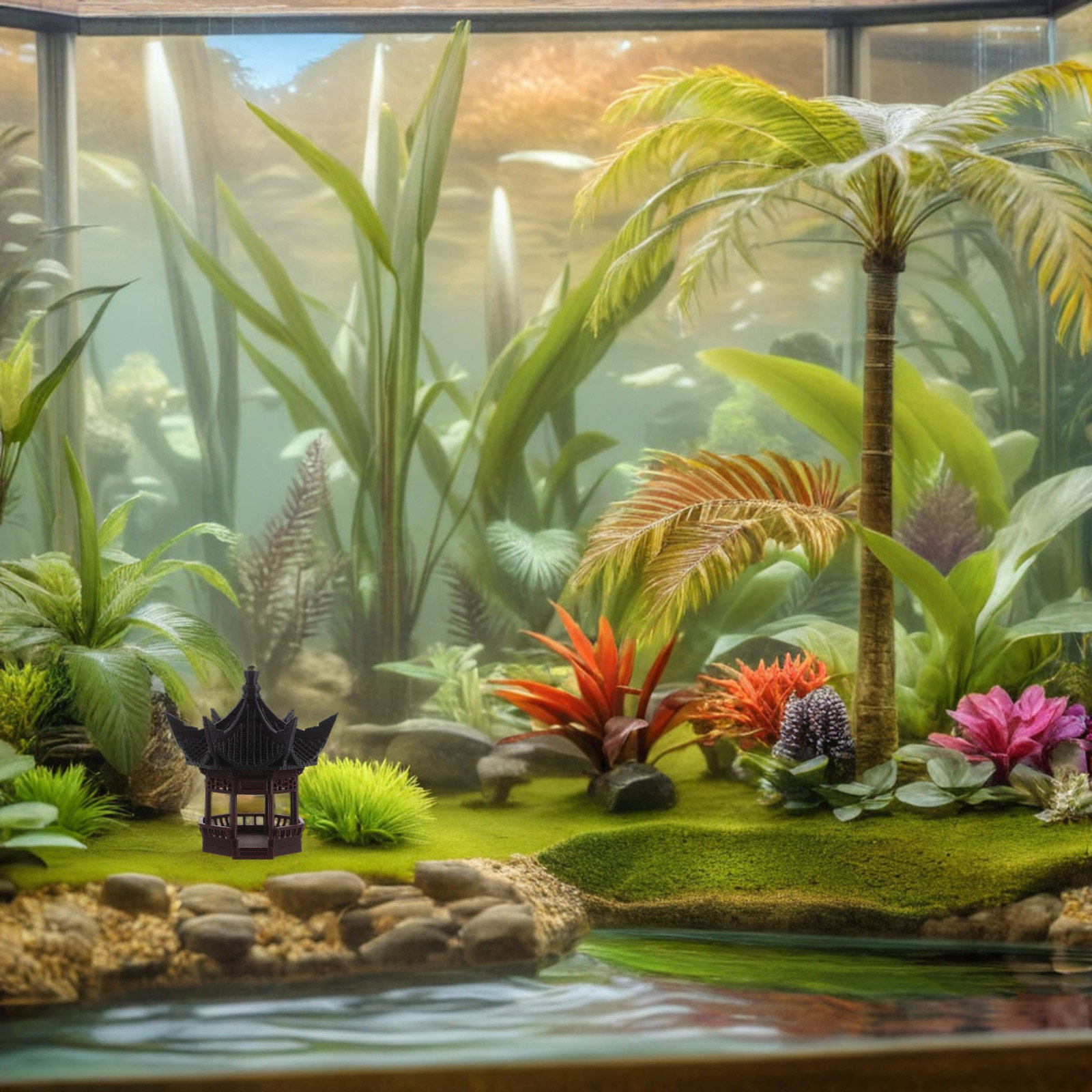 Bonsai Garden Display - Mini Pagode Décorative pour Aménagement Paysager,