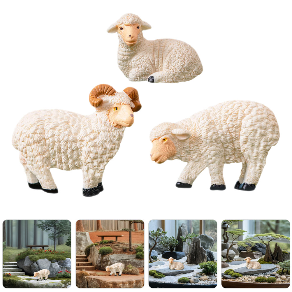 Bonsai Garden Display - 9 figurines de moutons réalistes en