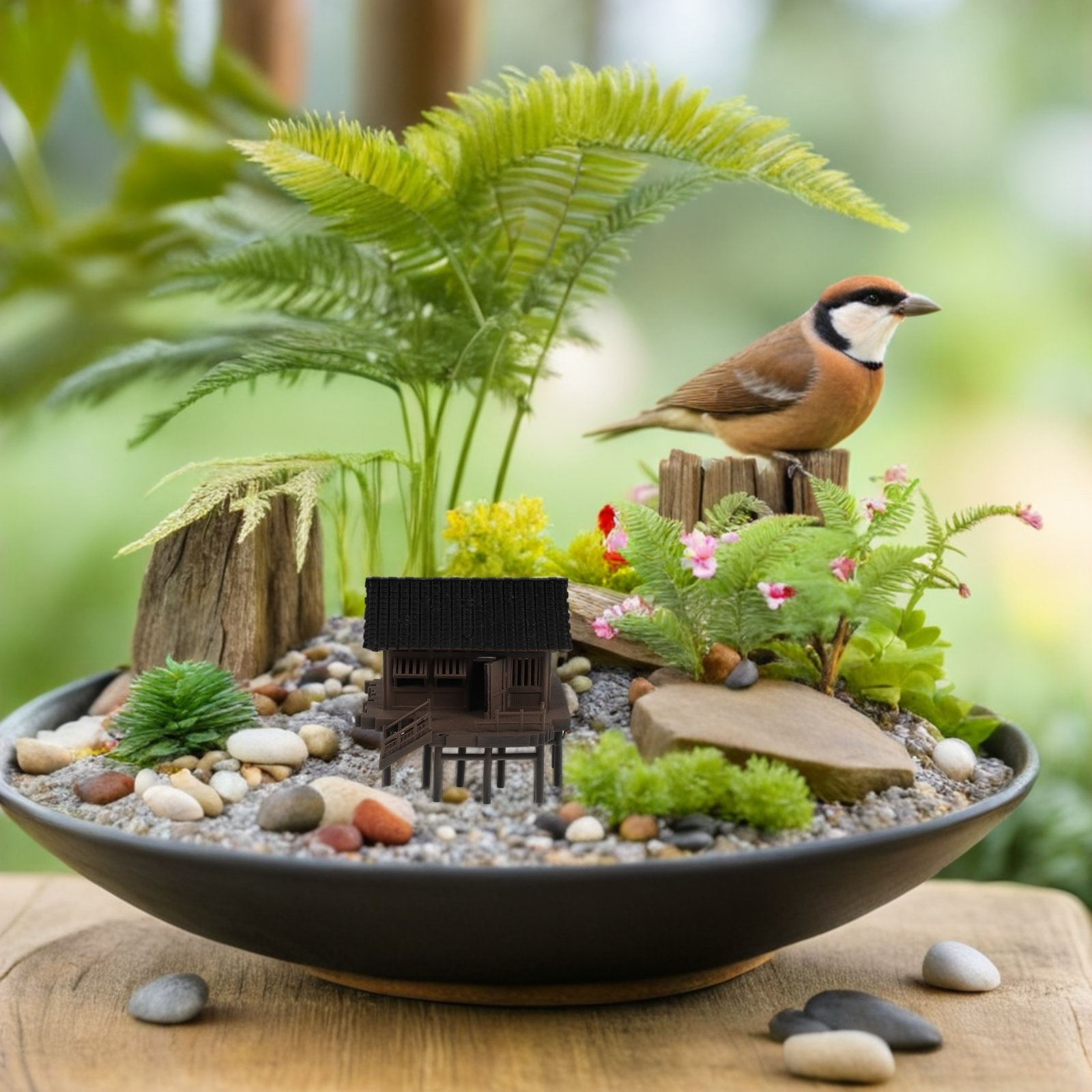 Statue miniature de pavillon c - Bonsai Garden Display avis et prix